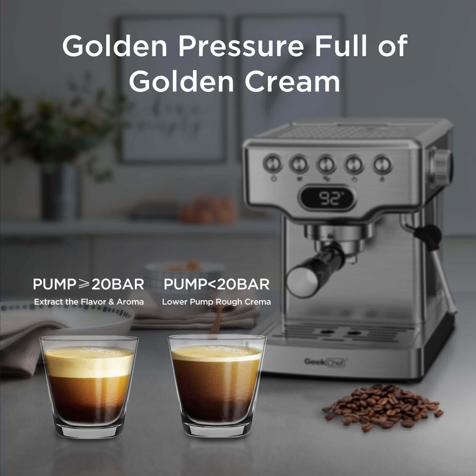 Espresso Machine / 20 Bar Coffee Machine with Milk Frother Steam Wand