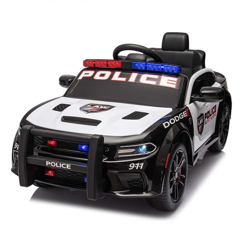 12V Kids Ride On Police Car w/Parents Remote Control / Battery Powered Electric Truck Car w/Bluetooth, Siren, Music, LED, 3 Speeds, USB, MP3, Spring Suspension