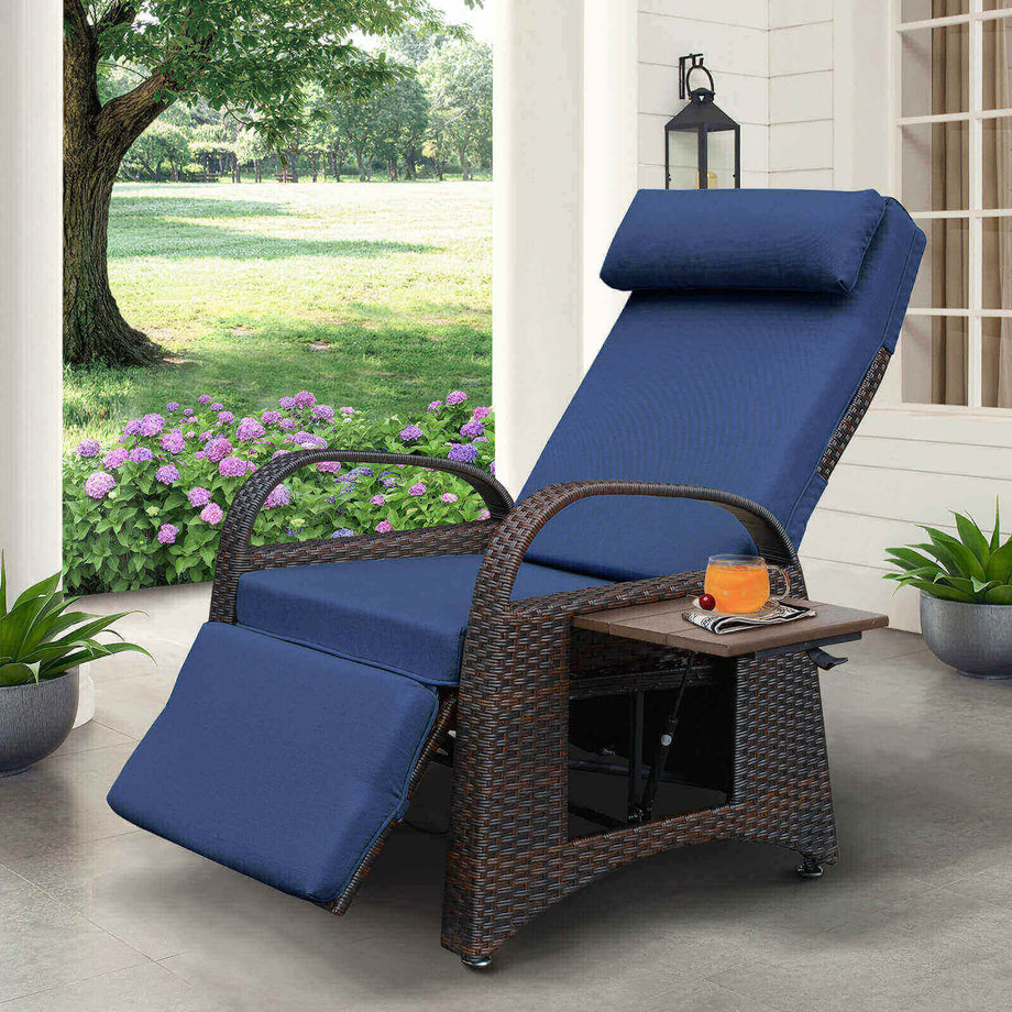 Dropship Outdoor Patio Rattan Wicker Swivel Recliner Chair; Adjustable Reclining  Chair 360° Rotating With Water Resistant Cushions to Sell Online at a Lower  Price