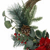 Artificial Christmas Wreath/ Pine Cone Grapevine Glitter Wreath with Red Berries