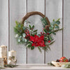 Artificial Christmas Wreath/ Pine Cone Grapevine Glitter Wreath with Red Berries