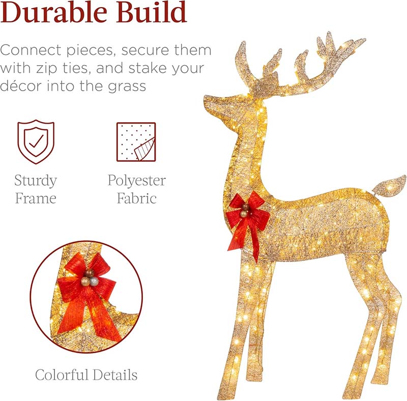 3-Piece Lighted Christmas Deer Family Set, Outdoor Holiday Decorations with LED Lights