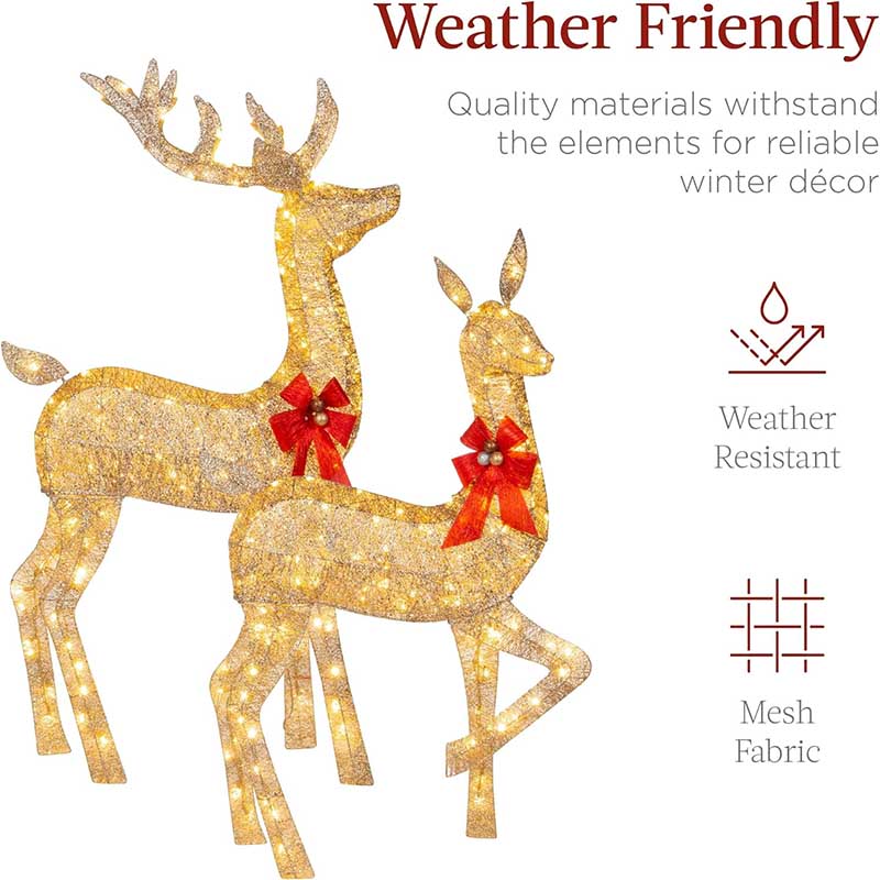 3-Piece Lighted Christmas Deer Family Set, Outdoor Holiday Decorations with LED Lights