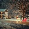 Lighted Christmas Golden Reindeer & Red Sleigh Set, Outdoor Decor Xmas Deer Set w/ LED Lights