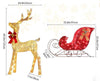 Lighted Christmas Golden Reindeer & Red Sleigh Set, Outdoor Decor Xmas Deer Set w/ LED Lights