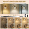 Rattan Floor Lamps with Remote & LED Bulb, Standing Lamp with Double Shades for Living Room Bedroom Office