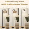 Rattan Floor Lamps with Remote & LED Bulb, Standing Lamp with Double Shades for Living Room Bedroom Office