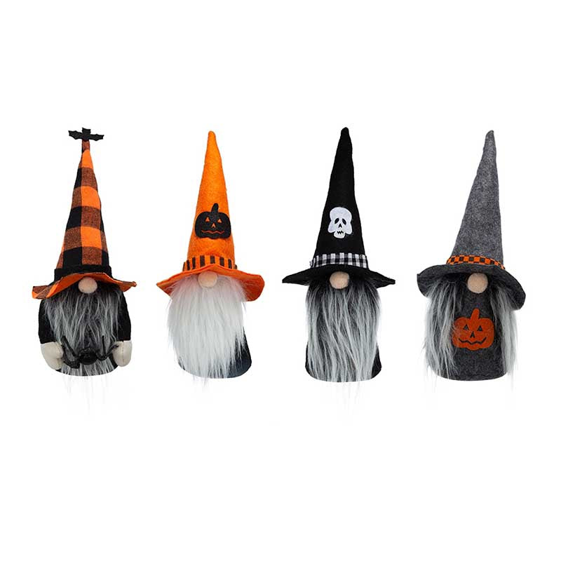 Halloween Gnomes Plush Decor Set of 4, Handmade Gnomes Ornaments for Halloween Table Decorations Gifts