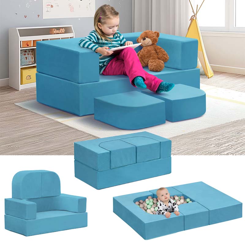 Kids Couch Sofa, 4 Pcs Modular Toddler Couch, Freely Removable Kids Chair Sofa for Playing, Creativity, Sleeping for Playroom, Bedroom Furniture