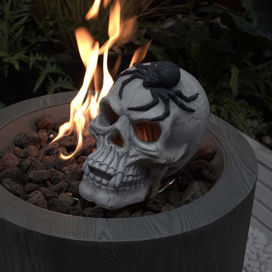 Demon Skull Halloween Decoration, Fire Pit Skull Gas Log for Indoor or Outdoor Fireplaces Campfire