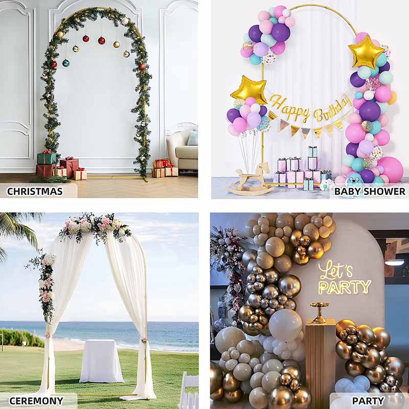 Gold Metal Arch Backdrop Stand, Wedding Arch Frame Square Balloon Arch Stand for Birthday Party Baby Shower Wedding Graduation Ceremony Decoration