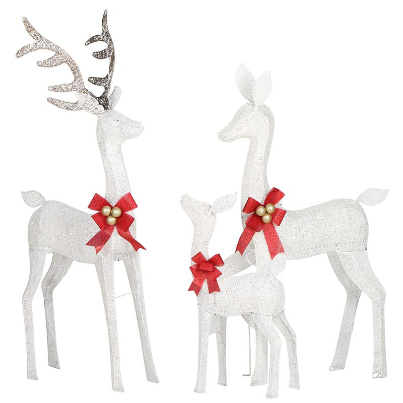 3- Pack Lighted Christmas Deer Family Set, Outdoor Holiday Yard Decorations Xmas Decor w/LED Lights