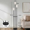 Floor Lamp with Shelves, Black Tall Table Lamp with Linen Shade and Foot Switch for Living Room, Bedroom, Office