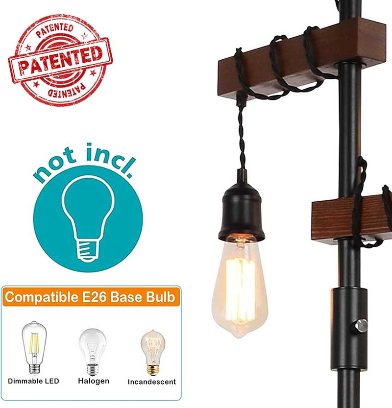 Dimmable Floor Lamp, Metal Black Standing Lamp for Living Room Bedroom Office Rustic Home