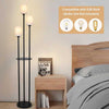 Floor Lamp with Shelves, Black Tall Table Lamp with Linen Shade and Foot Switch for Living Room, Bedroom, Office