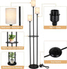 Floor Lamp with Shelves, Black Tall Table Lamp with Linen Shade and Foot Switch for Living Room, Bedroom, Office