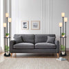 Floor Lamp with Shelves, Black Tall Table Lamp with Linen Shade and Foot Switch for Living Room, Bedroom, Office