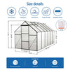 Aluminum Polycarbonate Greenhouse, Walk-in Garden Greenhouse Kit with Adjustable Roof Vent, Sliding Door, Drainage System