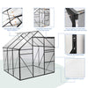 Aluminum Polycarbonate Greenhouse, Walk-in Garden Greenhouse Kit with Adjustable Roof Vent, Sliding Door, Drainage System