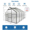 Aluminum Polycarbonate Greenhouse, Walk-in Garden Greenhouse Kit with Adjustable Roof Vent, Sliding Door, Drainage System