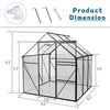 Aluminum Polycarbonate Greenhouse, Walk-in Garden Greenhouse Kit with Adjustable Roof Vent, Sliding Door, Drainage System