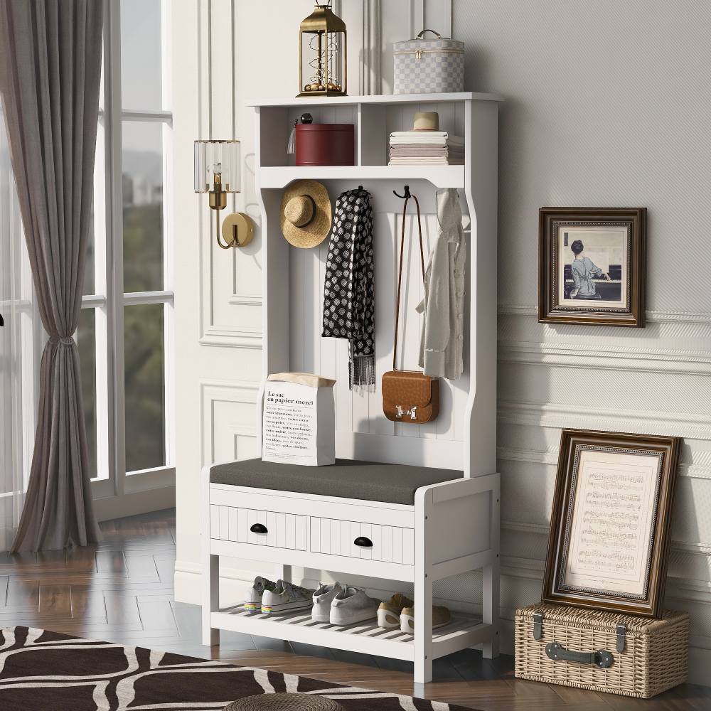 Hall tree with shoe best sale storage bench