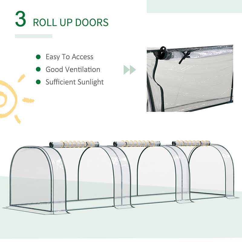 Mini Greenhouse Kit , Portable Tunnel Green House with Roll-Up Zippered Doors, UV Waterproof Cover, Steel Frame