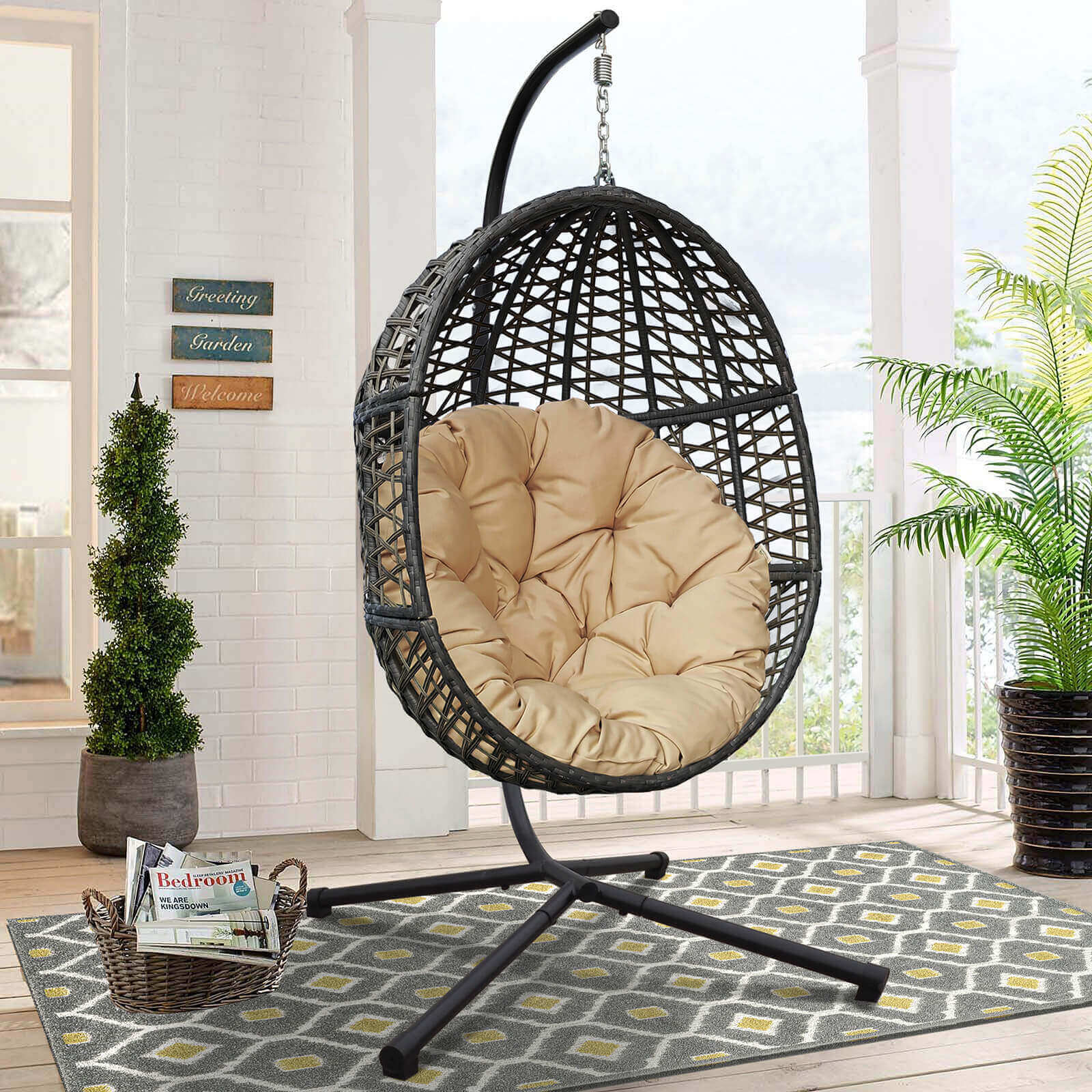 Hanging wicker outlet basket chair