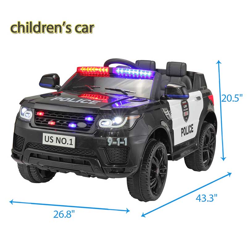 12V Kids Ride On Police Car w/Parents Remote Control / Battery Powered Electric Truck Car with Siren, Flashing Lights,Music, Spring Suspension