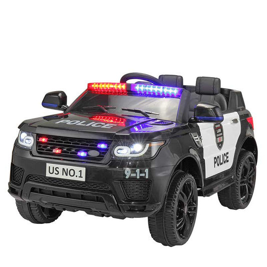 12V Kids Ride On Police Car w/Parents Remote Control / Battery Powered Electric Truck Car with Siren, Flashing Lights,Music, Spring Suspension