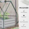 Galvanized Raised Garden Bed with Mini PVC Greenhouse Cover, Outdoor Metal Planter Box with Roll-Up Window for Growing Flowers, Fruits, Vegetables and Herbs