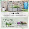 Galvanized Raised Garden Bed with Mini PVC Greenhouse Cover, Outdoor Metal Planter Box with Roll-Up Window for Growing Flowers, Fruits, Vegetables and Herbs