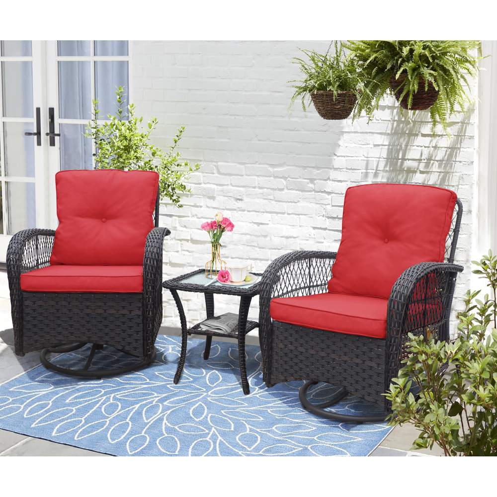 Outdoor Swivel Rocker Patio Chairs Set of 2 and Matching Side