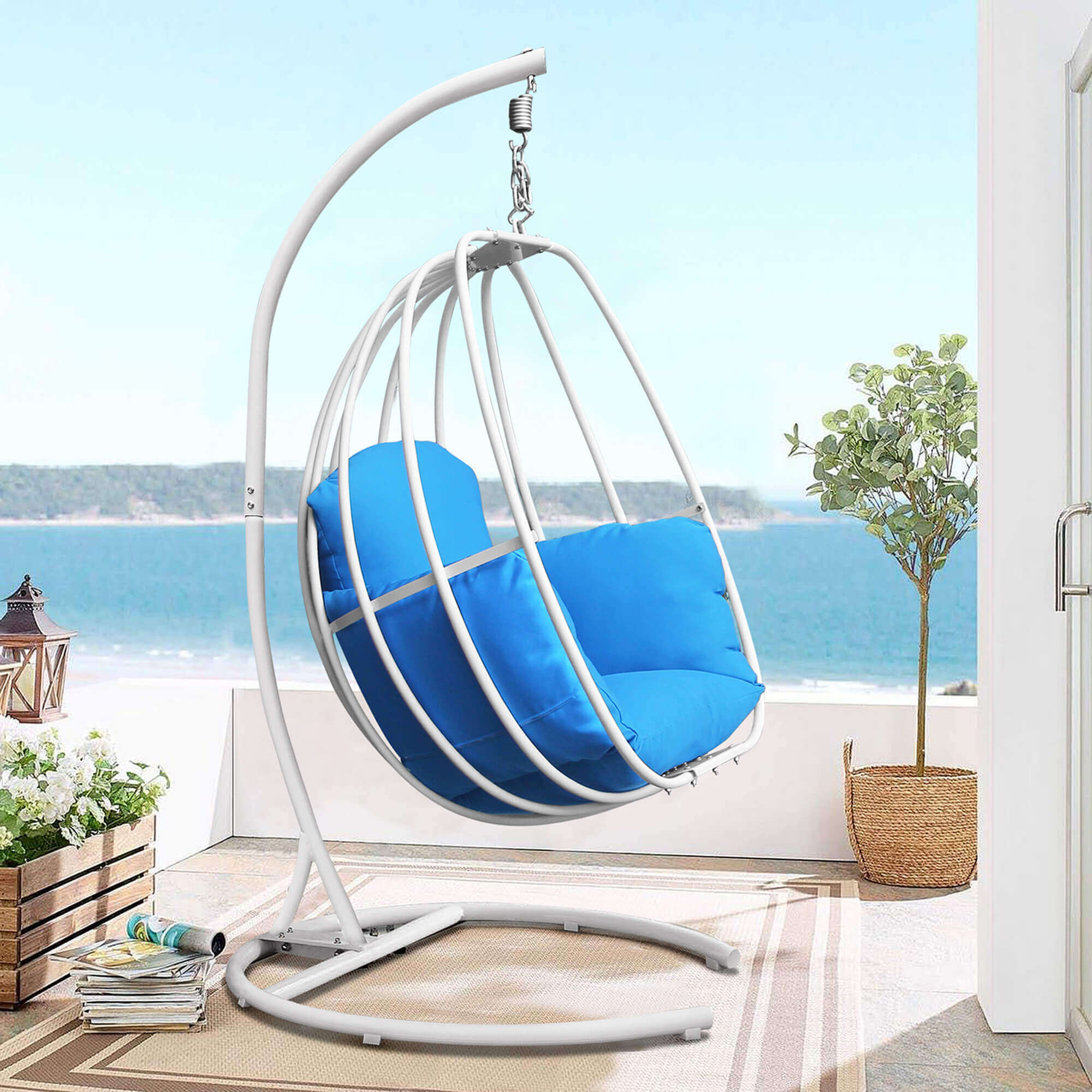 Outdoor Patio Porch Swing Egg Shaped Hanging Swing Chair Hammock Swing Chair