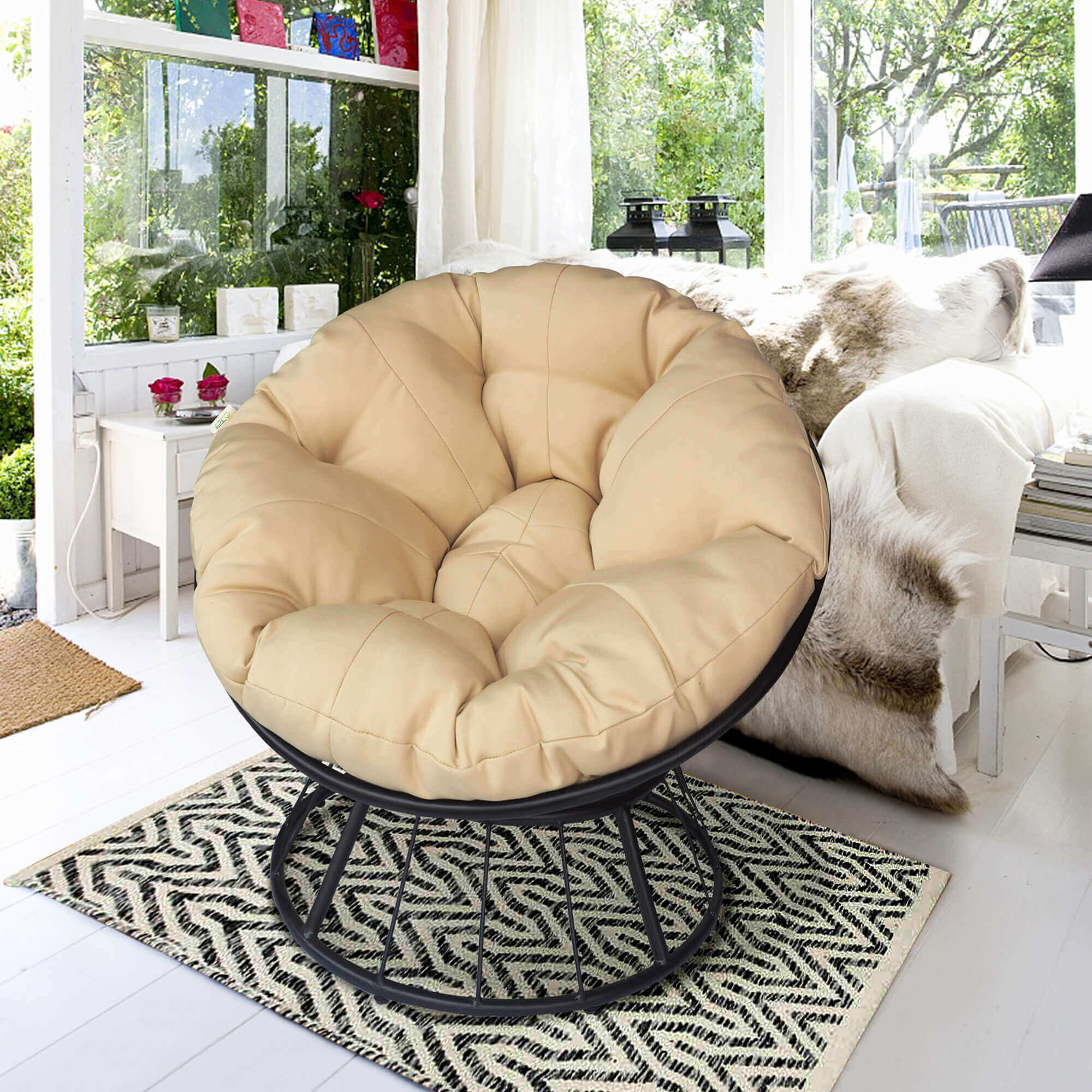 Arttoreal Swivel Papasan Chair Indoor Outdoor Furniture Chair