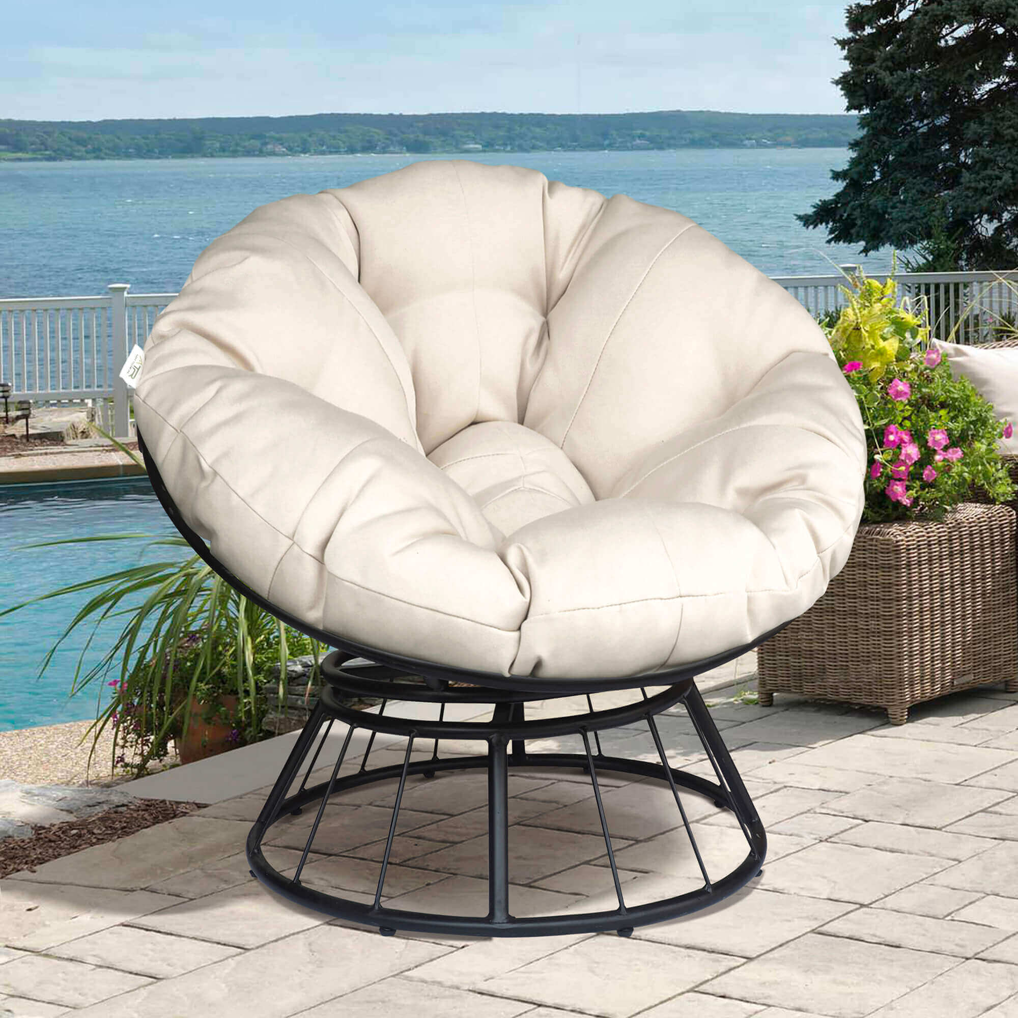 Arttoreal Swivel Papasan Chair Indoor Outdoor Furniture Chair