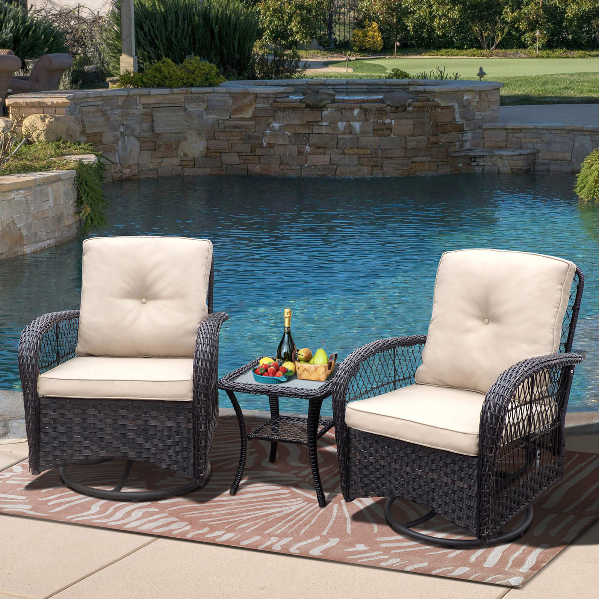 3 piece 2025 patio set rocker