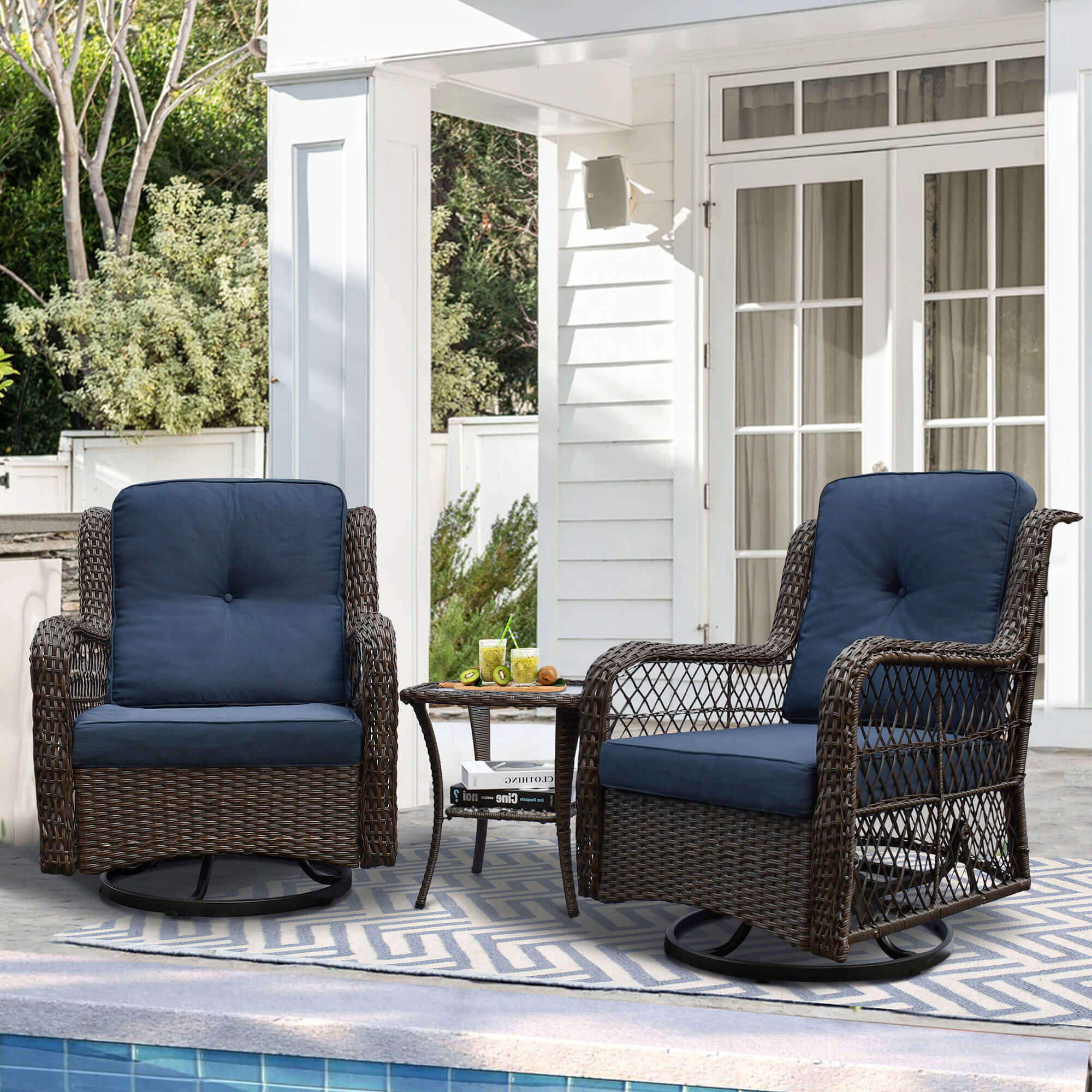 Wicker swivel rocking store patio chairs